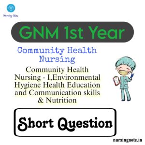 GNM Previous Year Question Paper of Community Health Nursing 1 Short Question and Answer for GNM 1st Year