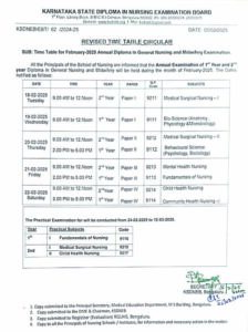 Revised Time Table 1st & 2nd year 2025 Karnataka